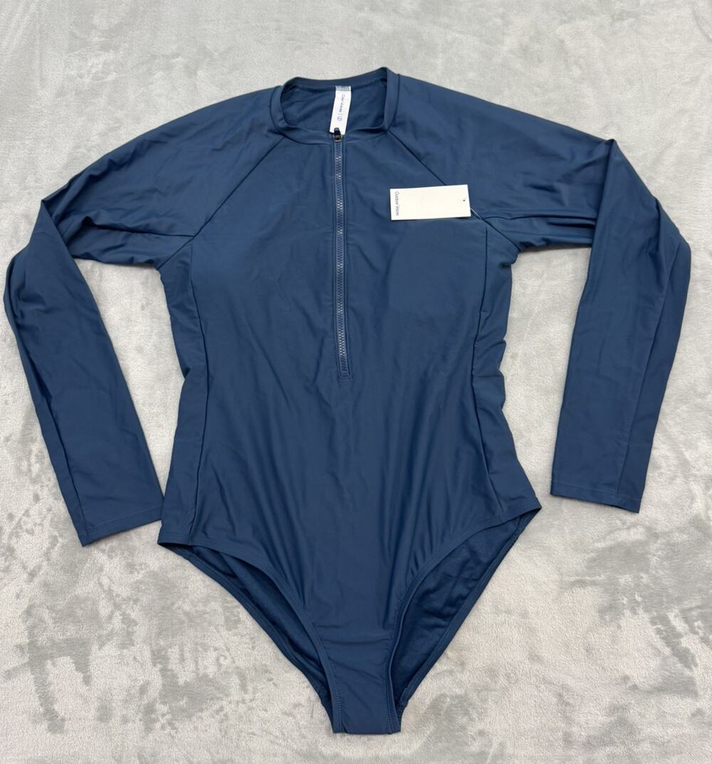 Outdoor Voices Long Sleeve Front Zip Swim Surfsuit in Blue Womens Size 2XL
